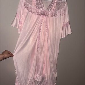 Chic Pink Lace Trim Chemise